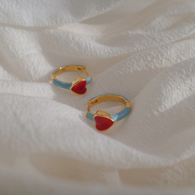 light blue heart hoop pierce K401z