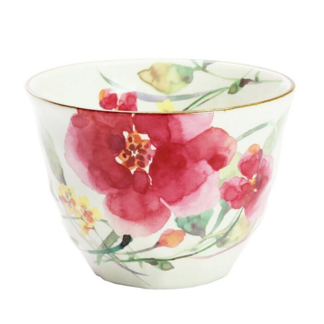 美濃焼陶器 　煎茶碗　シュウメイ菊