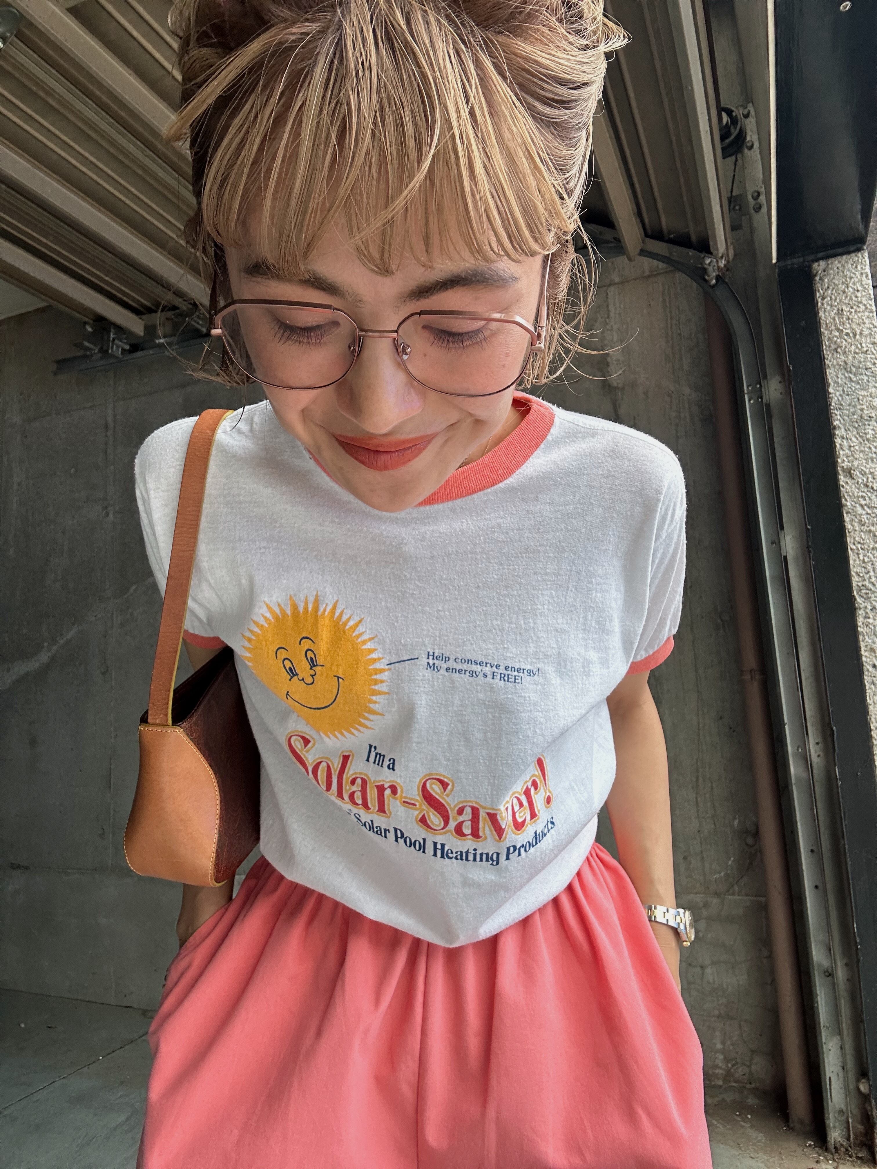 (CS1223)70’s Printed ringer T-shirt made in USA