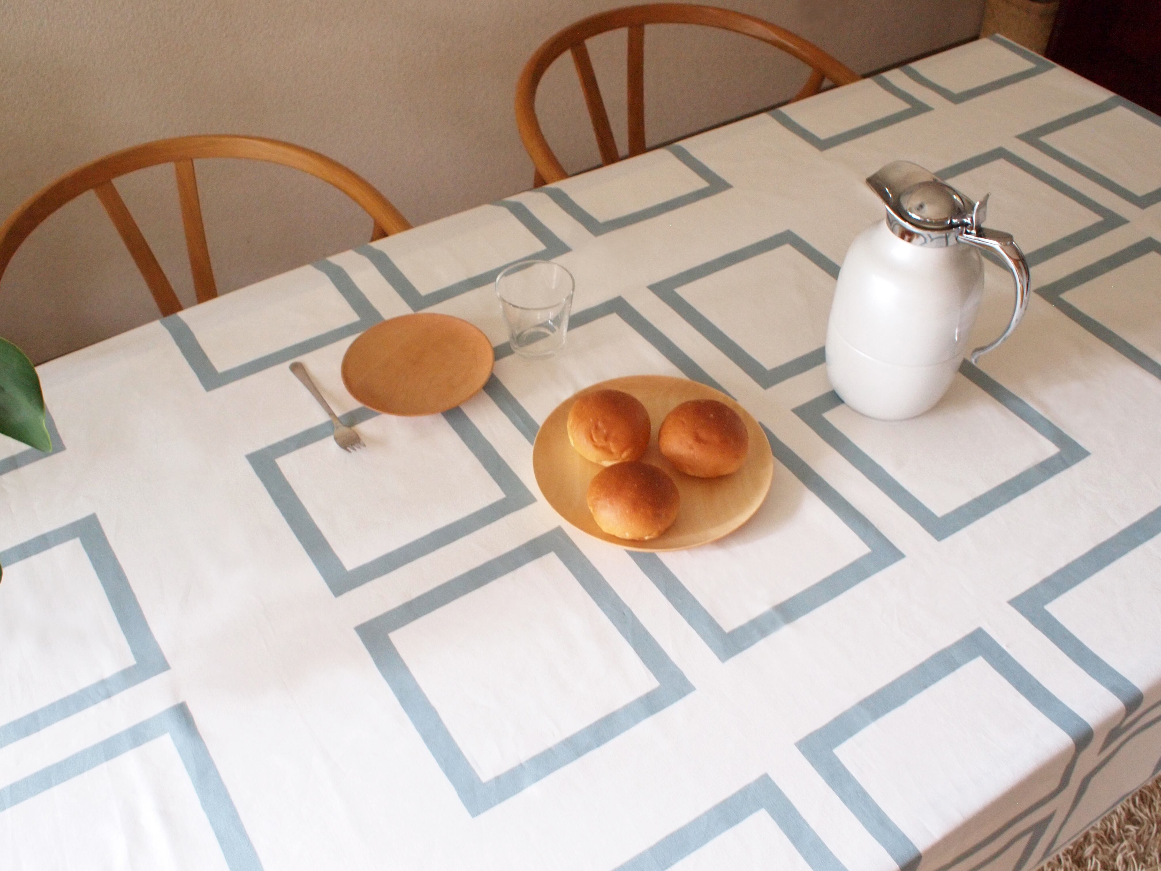 テーブルクロス しかくい模様/ライトグレー