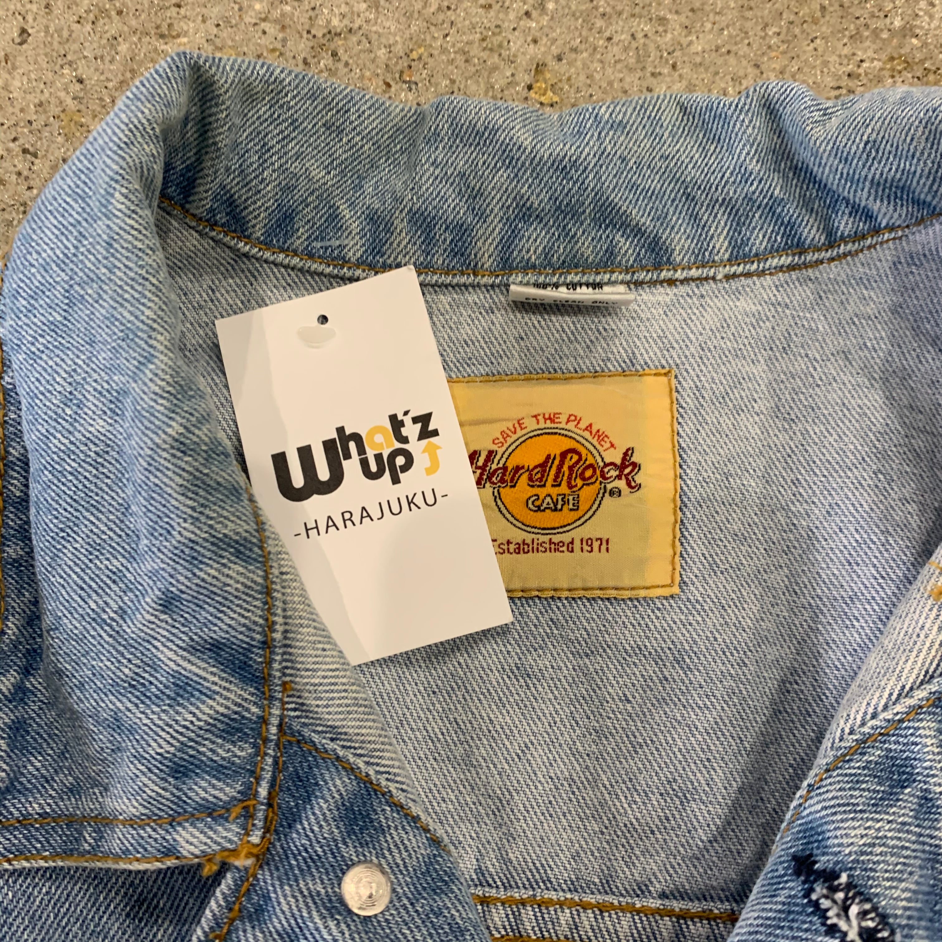 90s hard rock cafe denim jacket | What'z up