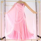 社交ダンス 衣装 スタンダードドレス ワンピース ドレス スタンダード フロート レース デモ 競技 ダンス パーティ 発表会 綺麗 かわいい 明るい 無地 ピンク系 可愛い ピンク シフォン ふんわり フロート レディース Lサイズ おしゃれ イベント 発表会用 女性服 ダンス用ドレス 競技用衣装 ステージ衣装