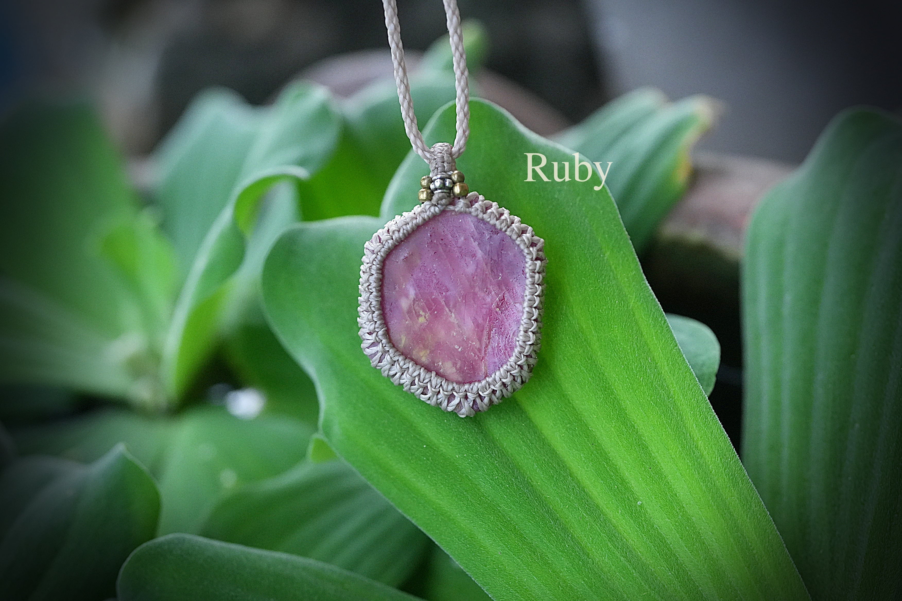 自然原石★ルビー マクラメネックレス2017