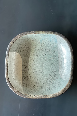 荒磁器　銀彩四方鉢　陶芸家 田中信彦作品　tn2601_33