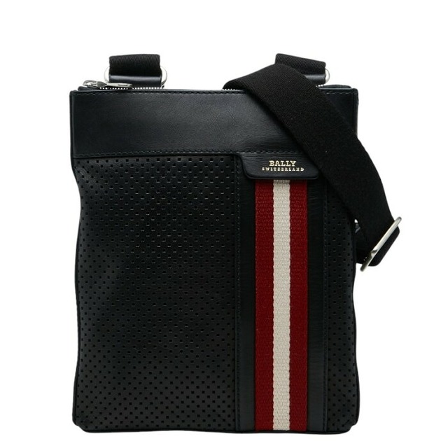バリー ショルダーバッグ ブラック レッド レザー キャンバス メンズ BALLY 【中古】