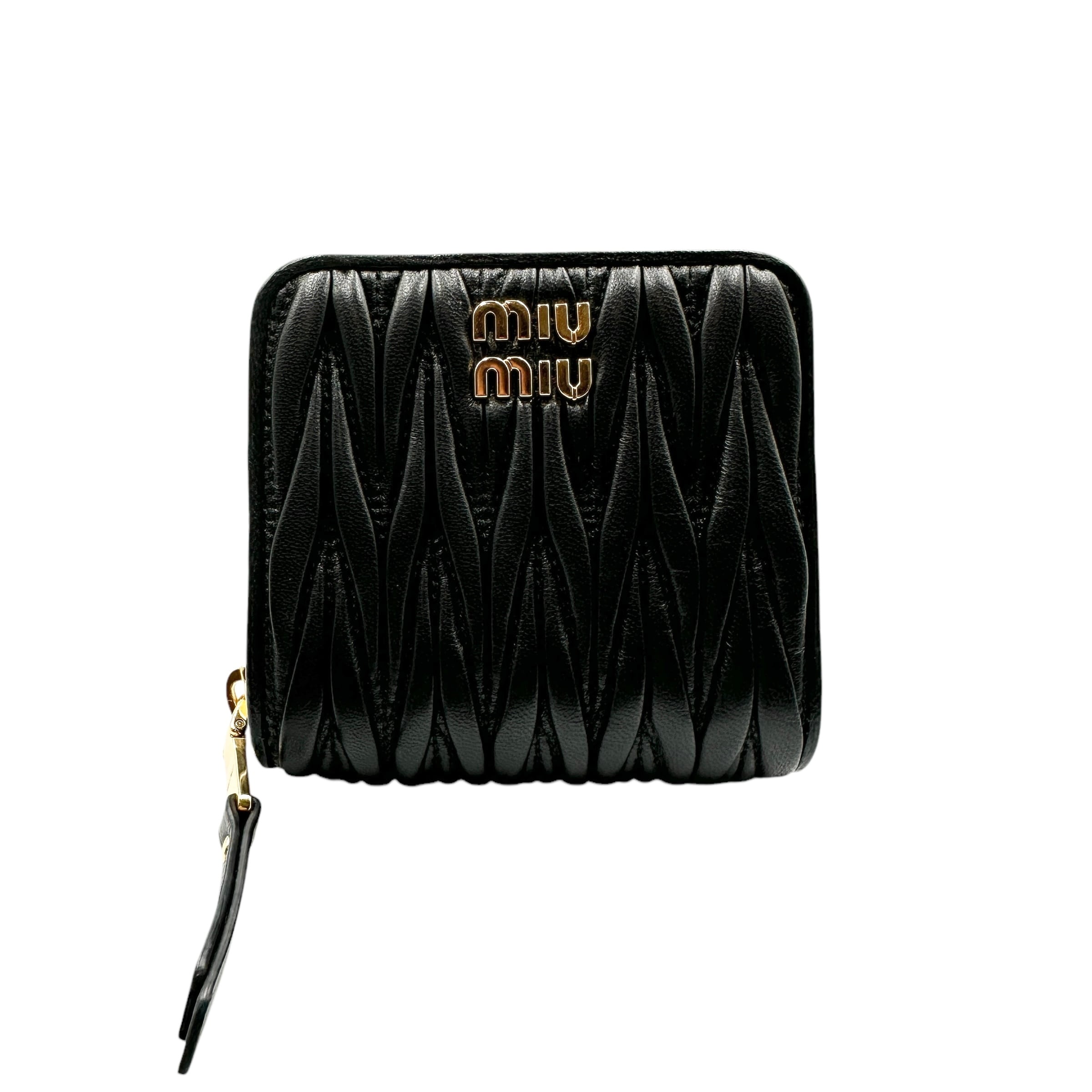 miu miu ミュウミュウ ラウンドジップ ブラックレザー スモール