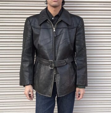 40s GERMANY Vintage WWⅡ レザー 将校 コート ライダース 