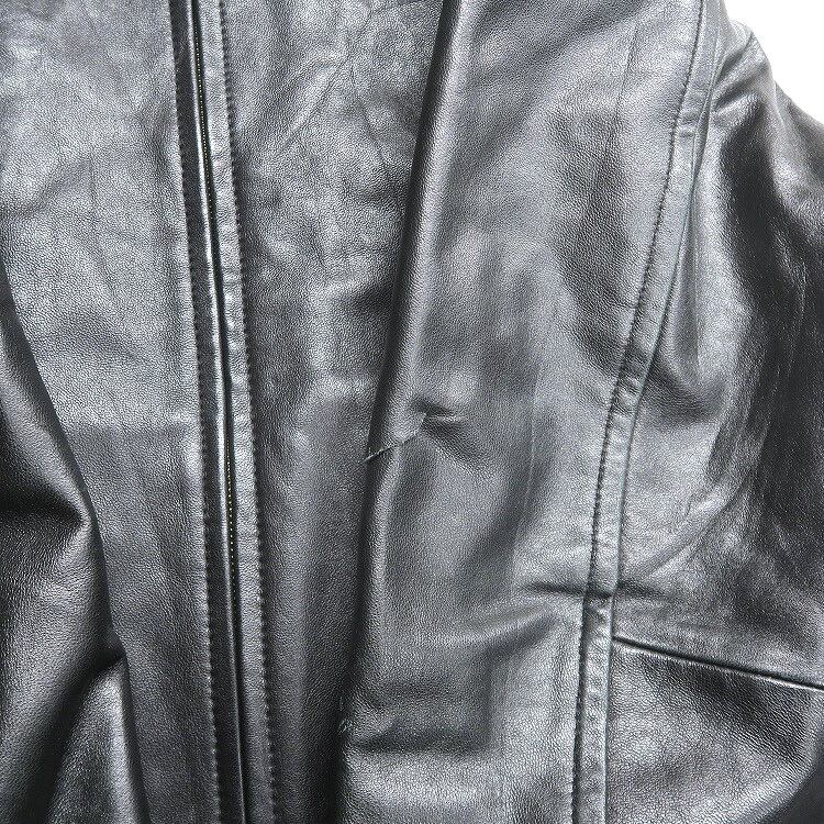 古着 COLLEZIONE レザージャケット ブルゾン ブラック 表記：XL