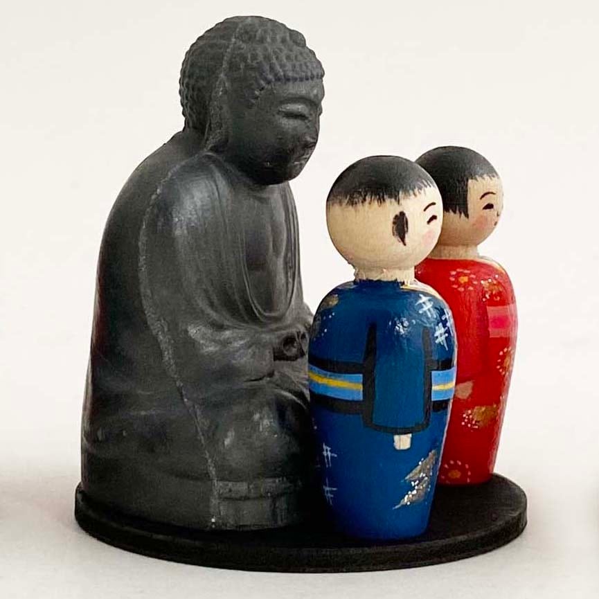 昭和の鎌倉スーベニイルこけしセット（黒）