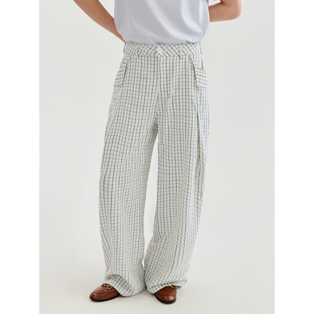 checked wide leg pants