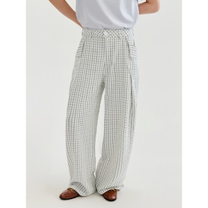 checked wide leg pants