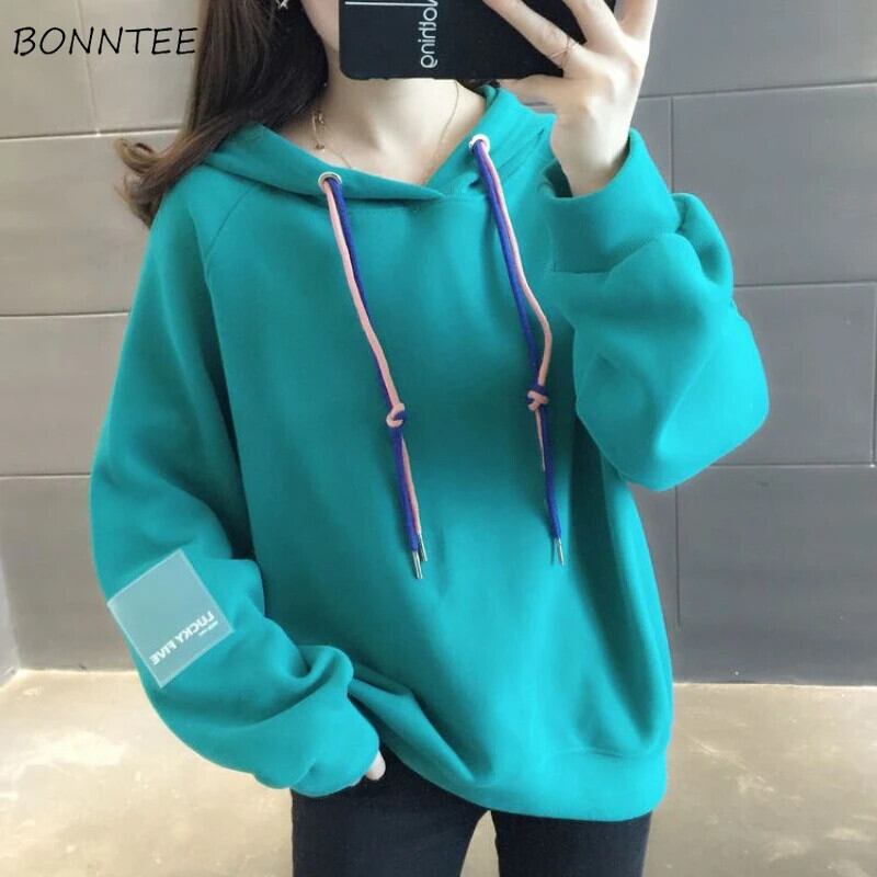 【新作】【送料無料】 フード付きパーカー女性春秋トレンディなルーズオールマッチ韓国スタイルレジャープラスベルベット原宿カラフルな厚みの冬 0236250863647