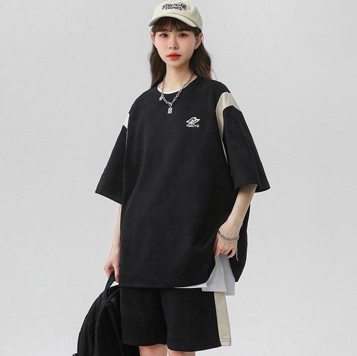 3色 半袖 ハーフパンツ 3Dロゴ セットアップ 韓国 半袖 ジャージ セットアップ レディース 韓国 夏 Tシャツ ハーフ