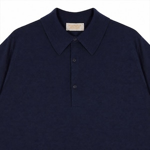 ★定価101,200円・新品未使用★ジョンスメドレー ZANDER ザンダー 至高のシルク×カシミヤ ニットポロシャツ ロイヤルネイビー Sサイズ