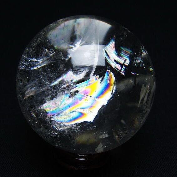 水晶 丸玉 虹入り 54mm スフィア 置物 水晶玉 一点物 151-8839