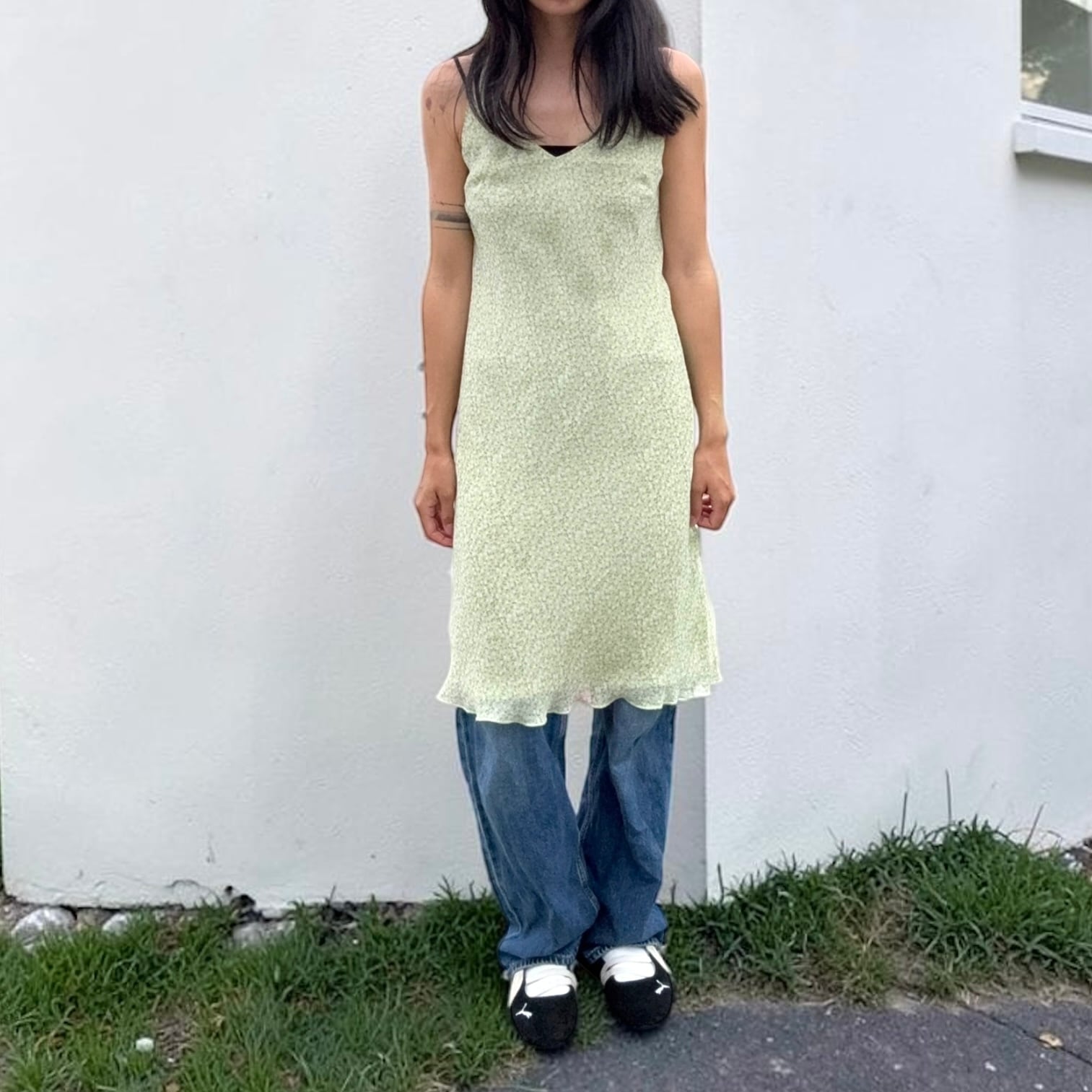 【LADIES】Premed Floral Sheer Maxi Dress - Free Size