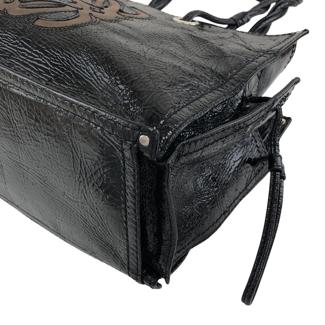 LOEWE ロエベ ハンドバッグ ブラック アナグラム エナメル トートバッグ vintage ヴィンテージ オールド n7ecge