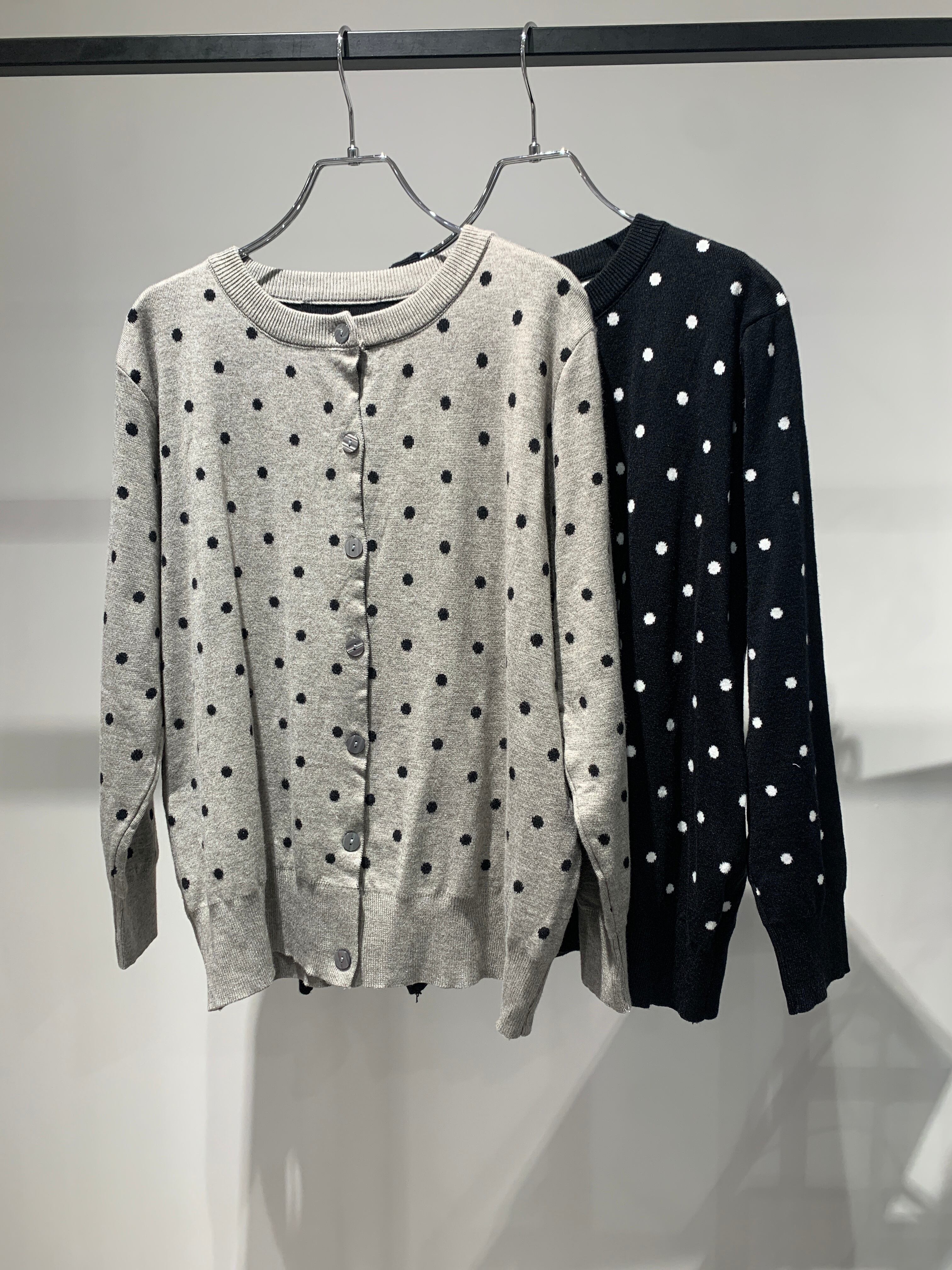 dot crew neck cardigan