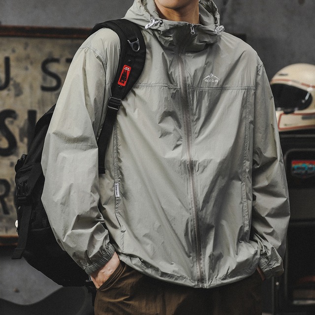 【H0548】Hooded Long Sleeve Zip-Up Parker / 4color