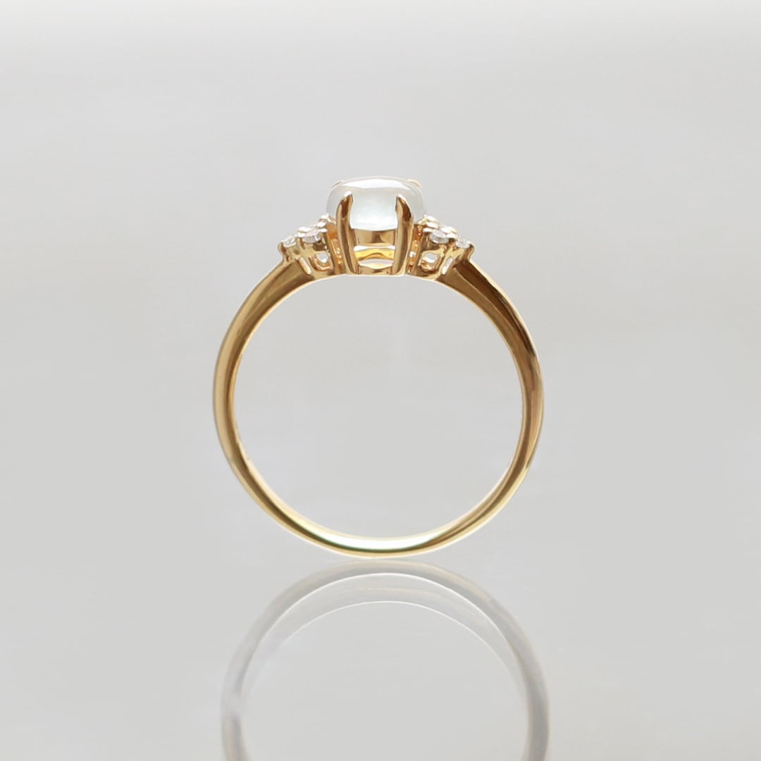 氷翡翠リング ダイヤ入り K10YG ice jade diamond A貨翡翠 jd_rg1858