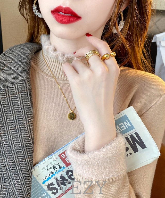 裏起毛 メロウニットトップス ハイネック メロウフリル 裏ファー 暖かいインナー 厚手 ニットソー きれいめ モックネックニットセーター 着やせ 韓国 レディース ニット セーター lstpベジー VEZY ItemNo.【20228106 】