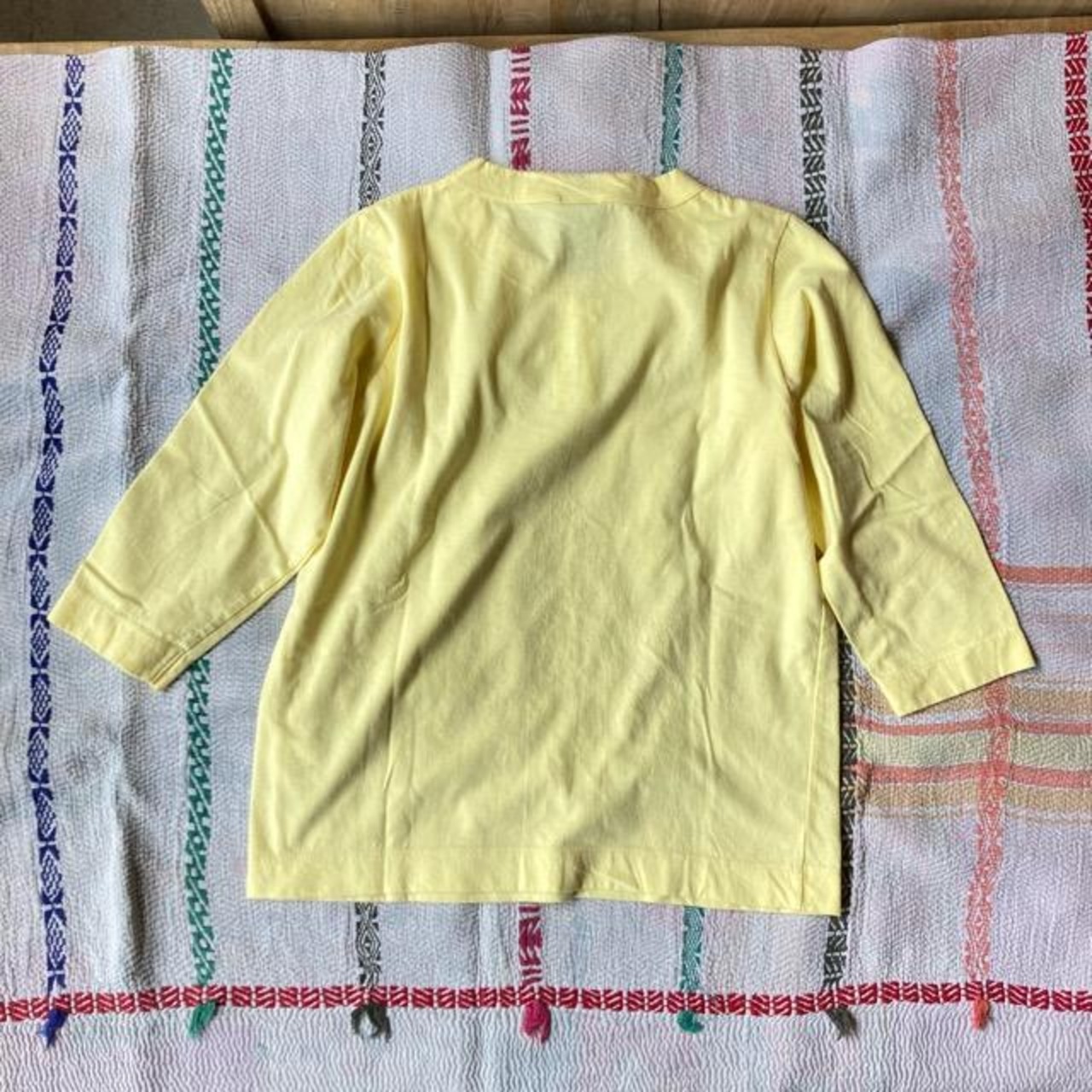 homspun 　ホームスパン　天竺七分袖Tシャツ　全６色　サラシ　イエロー　ブラック　カーキ　ライム　ダークグリーン　　カットソー　定番　ベーシック　インナー　七分袖　日本製