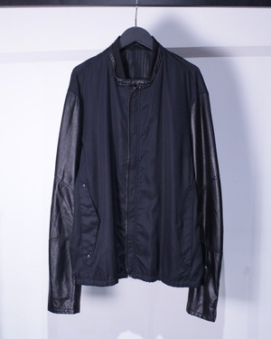 【Caka BLACK】Lamb Leather Switching Design Vintage Loose Jacket
