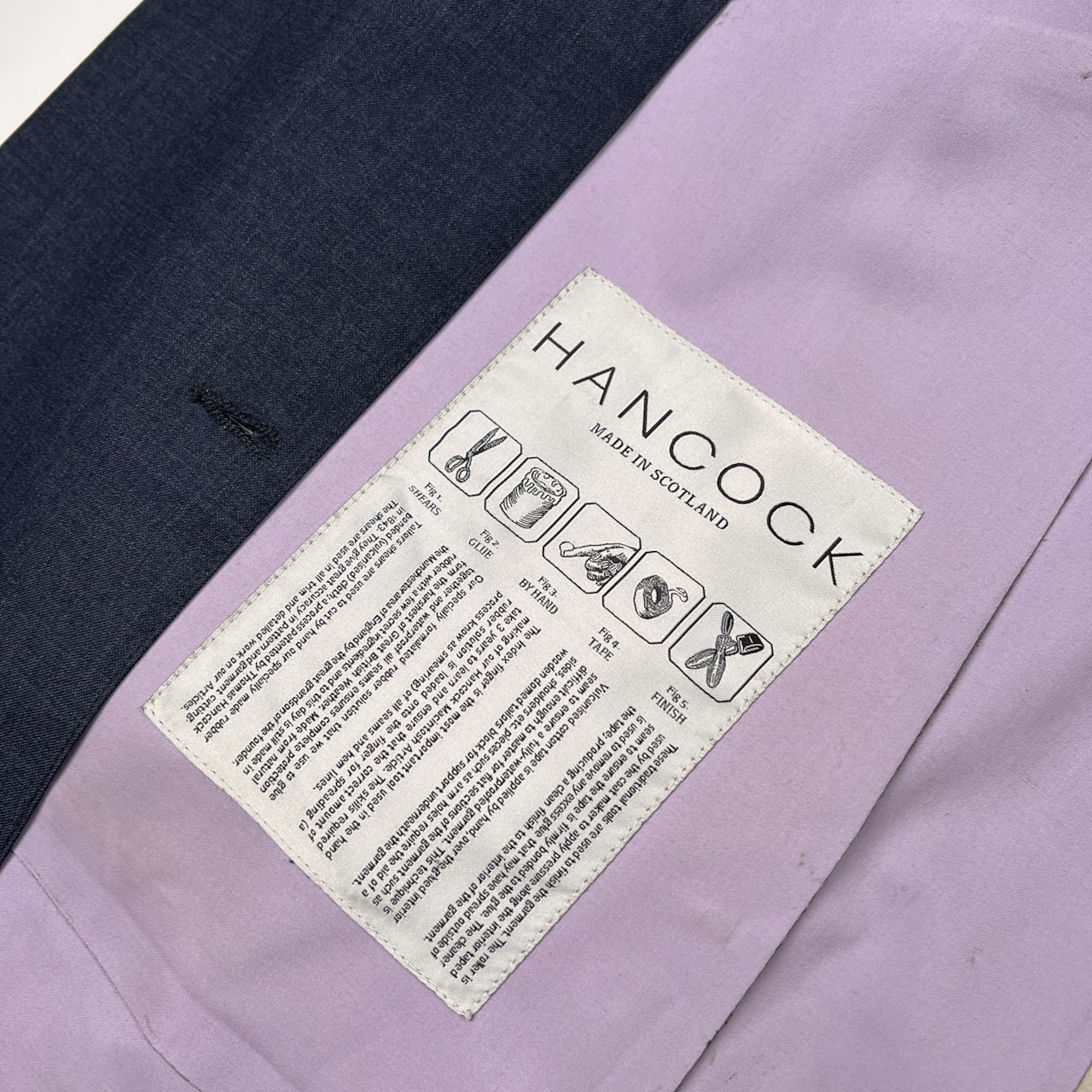 HANCOCK ハンコック カシミア×ウール スコットランド製 ゴム引き トレンチコート サイズ 38 /ネイビー