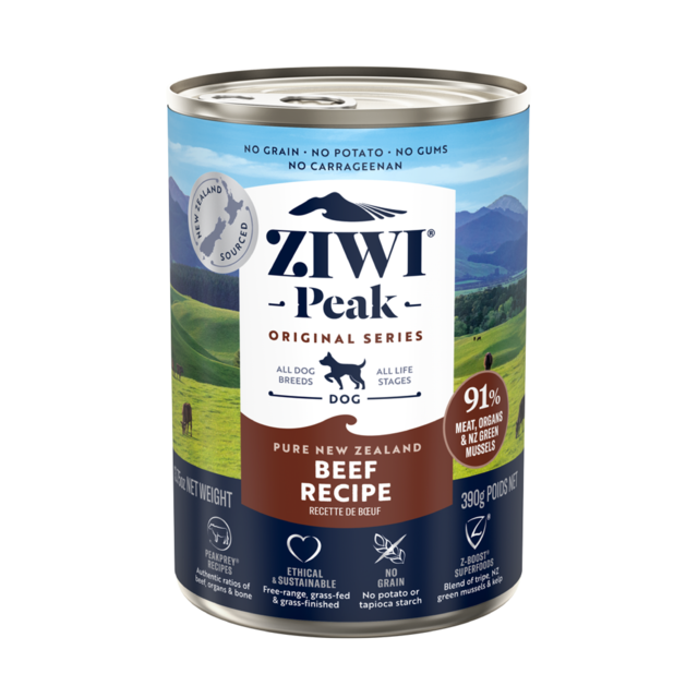 ZIWI Peak (ジウィ ピーク) ドッグ缶 ビーフ 390g｜全犬種・全年齢対応 【正規品】
