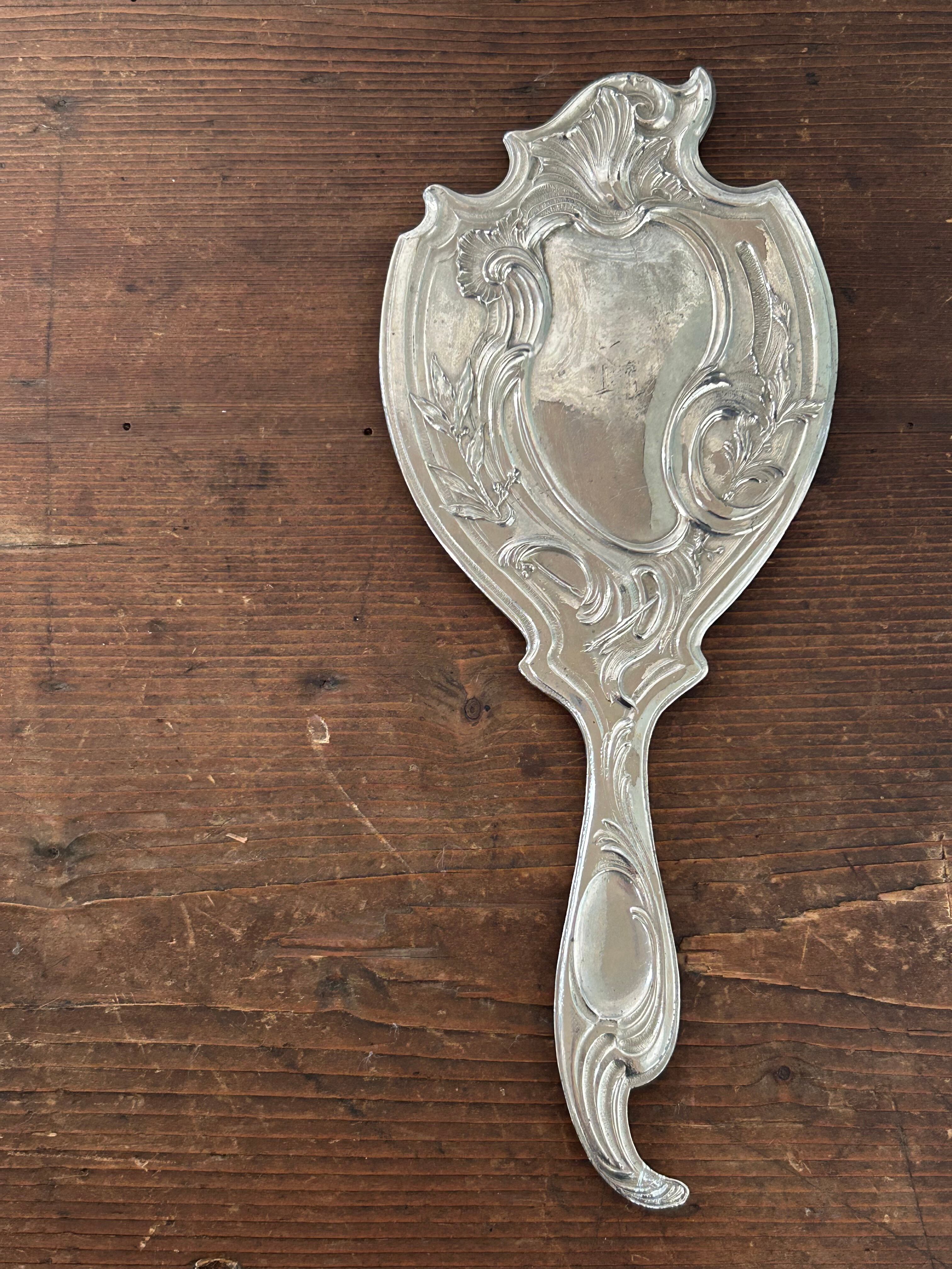 蚤の市 すずらん ロカイユ ポケット ミラー アンティーク 蚤の市 すずらん ロカイユ ポケット ミラー アンティーク