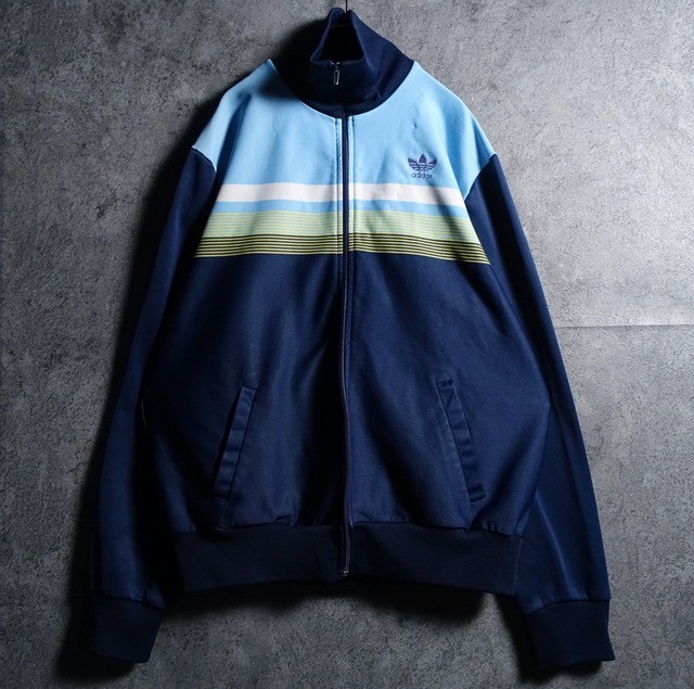 70s “adidas” Navy Logo Embroidered & Switching Design Track Jacket