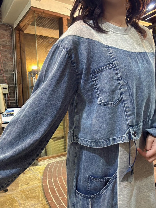 33℃　dn601308　テンセルデニム✕カット切替op