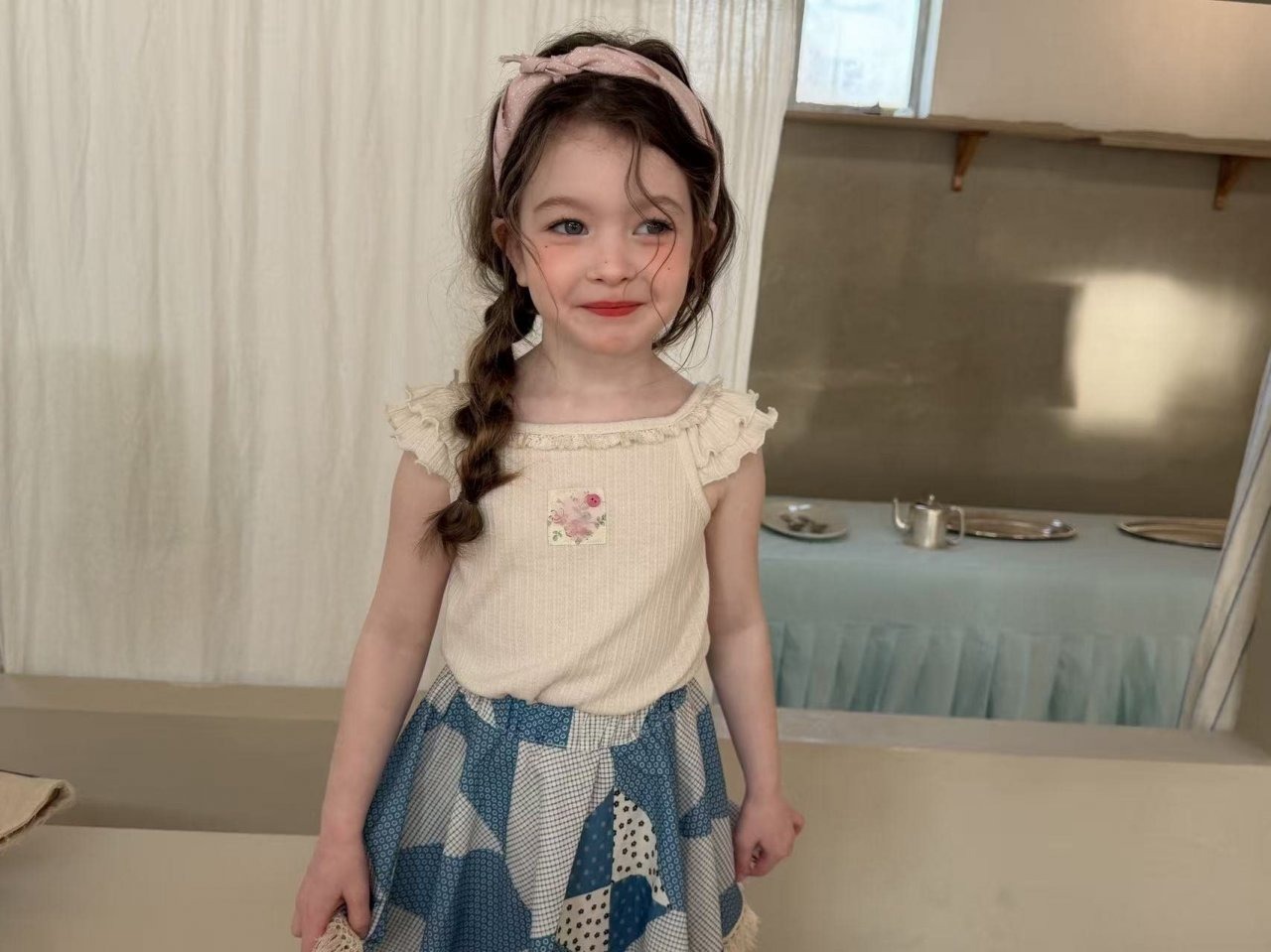 [aiai] Blue Patchwork Skirt / [아이아이] 블루패치워크스커트