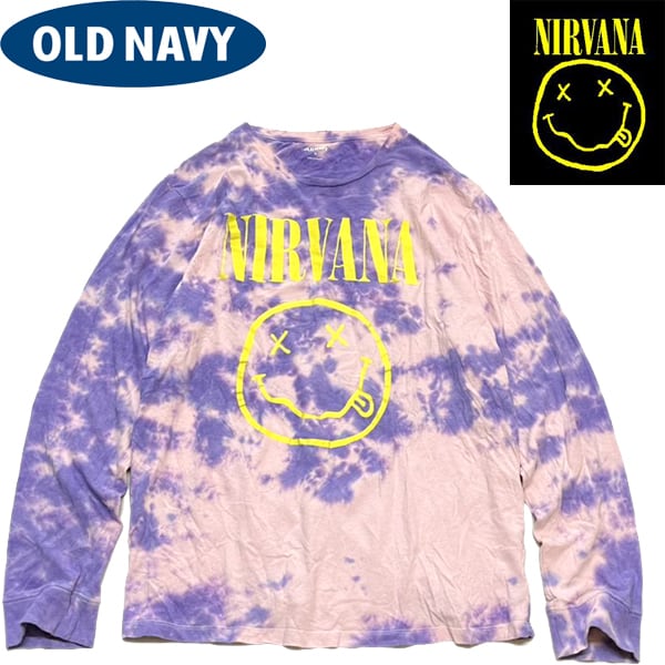 1点物◇ニルヴァーナNIRVANA紫タイダイ長袖ロンTシャツ古着メンズXL