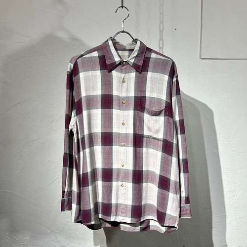 ~70s Unknown Box-cut Rayon Shirt Ombre Check