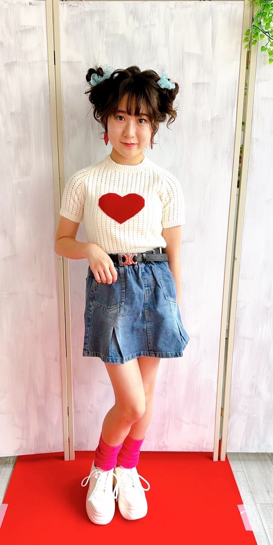ハートニットTシャツセットアップ(ベルト付き)
