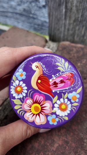 ペトリキウカ塗り　木製小物入れ・ジュエリーボックス（ティモシェンコ作）ウクライナ製