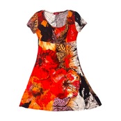 LUITMONI アッカドゥエ イタリア製 ナイロン 半袖 カシュクールワンピース M/オレンジ 系/ドレス