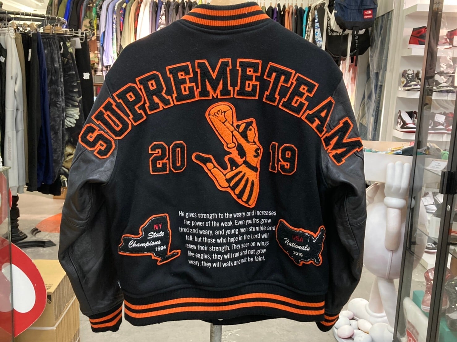 SUPREME TEAM VARSITY JACKET BLACK SMALL 58375 | BRAND BUYERS OSAKA 