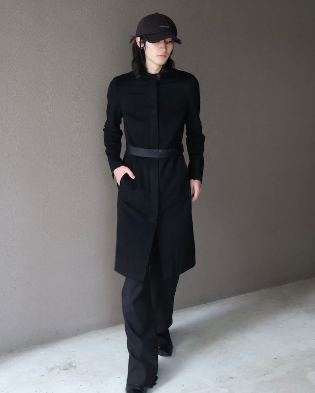 【PRADA】no-collar fly front half coat