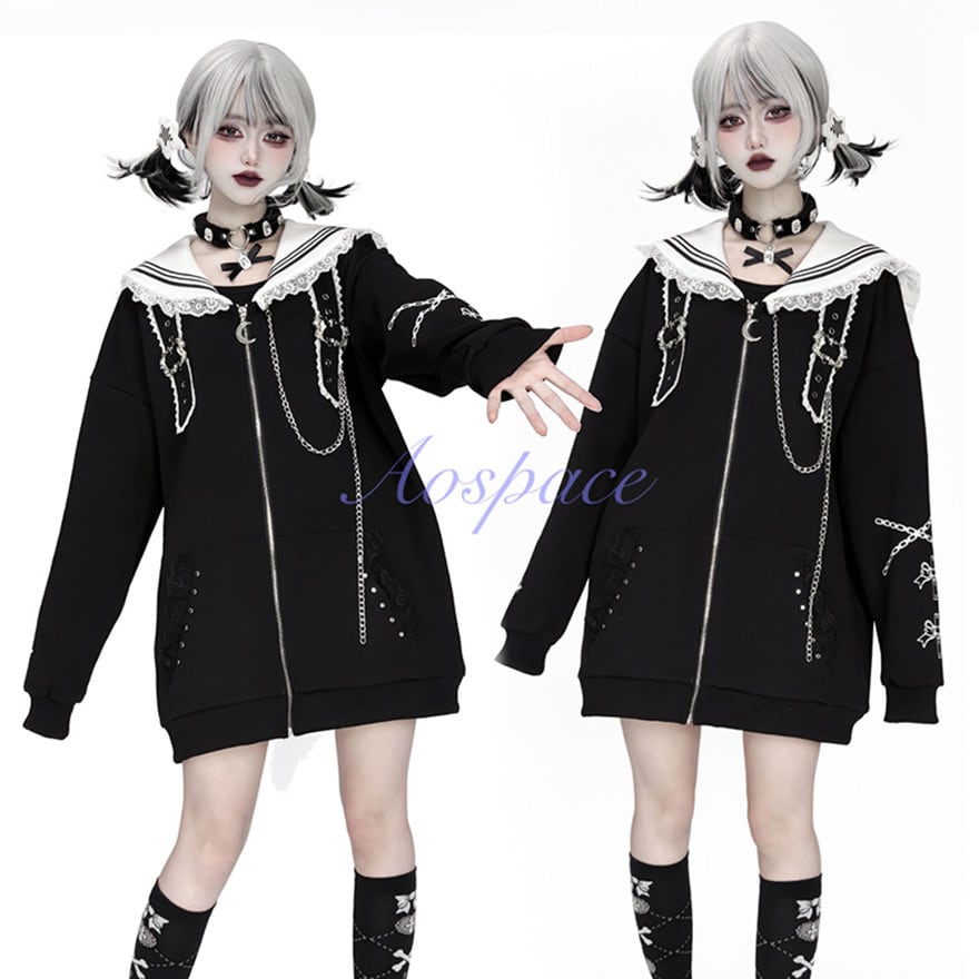 地雷系 ジャケット サブカル×チェーン×参戦服 Y2K向け｜WithU
