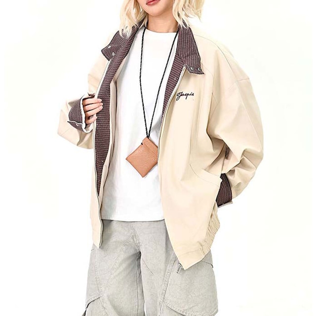 コントラストチェックカラージップブルゾン 2col   R01461