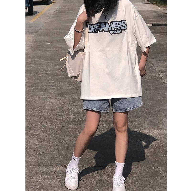 【新作】【送料無料】 2021 夏の新スタイルの 5 点パンツストレートレッグルーズ BF スタイルワイドレッグショーツハイウエストスリム学生ジーンズ女性のための 0347142285655