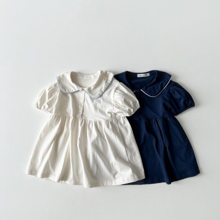 【BABY&KID】韓国風 刺繡半袖ワンピース