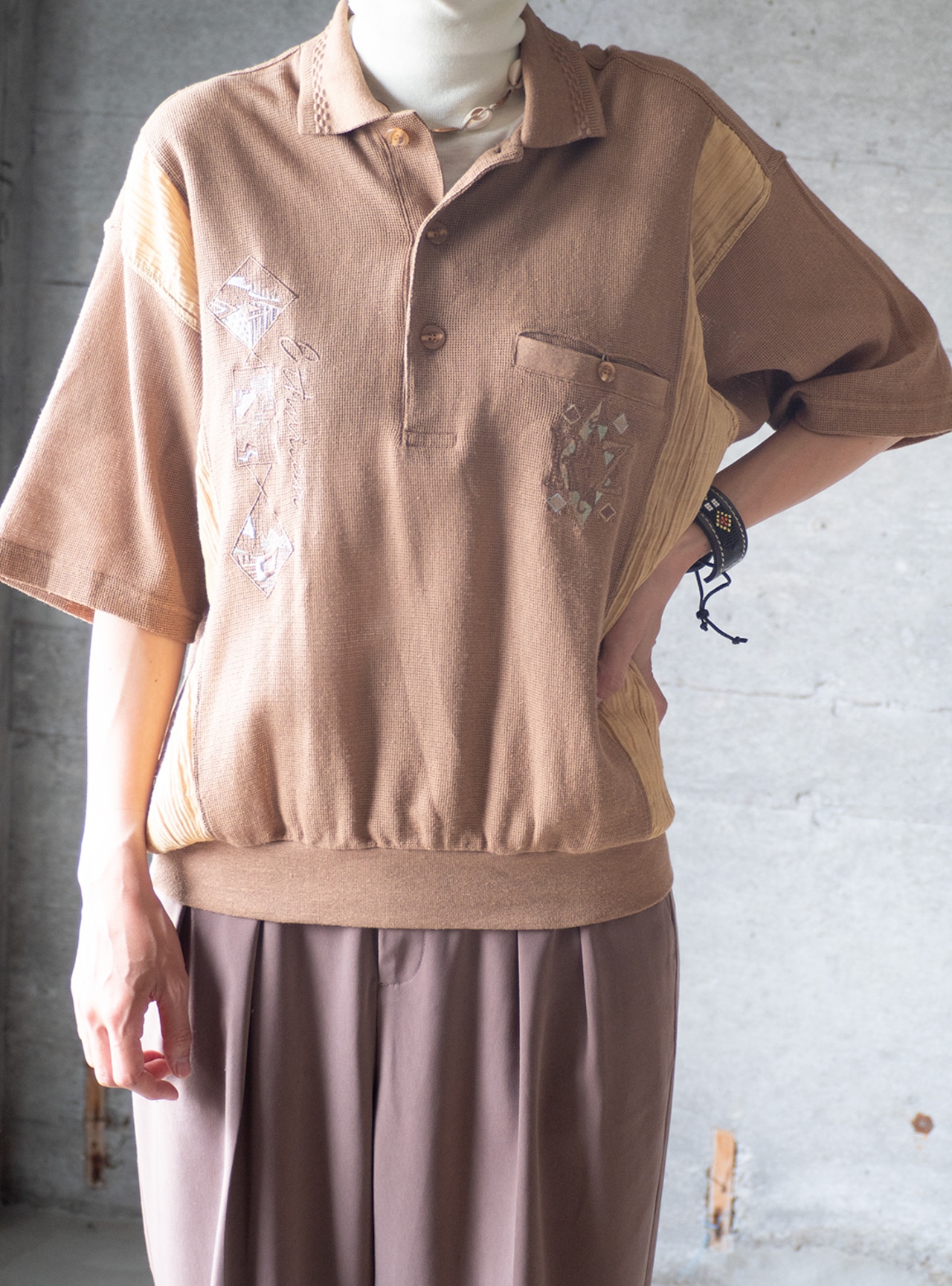 "RUBINOZA" 1990s Combi polo shirt