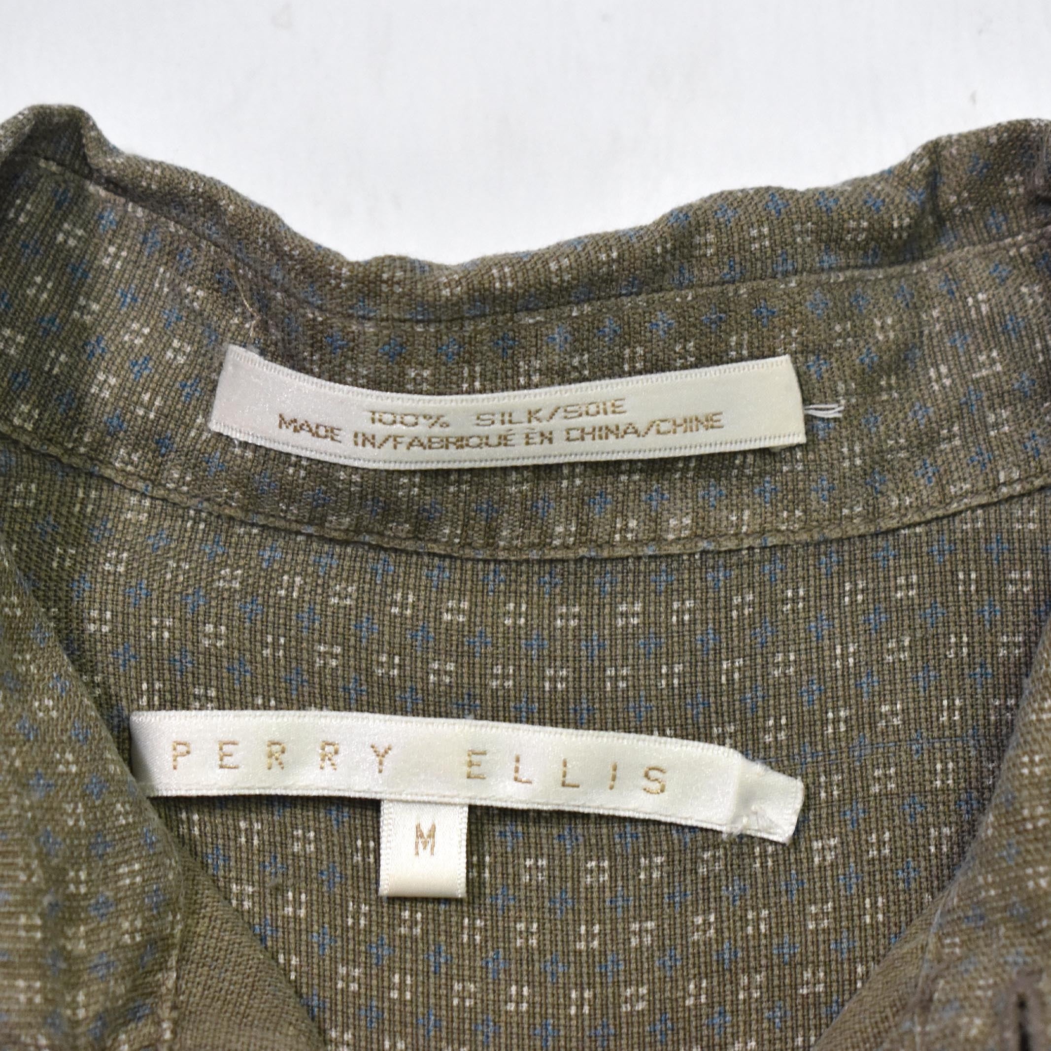 M] 90's Perry Ellis Silk S/S Shirt | mongos