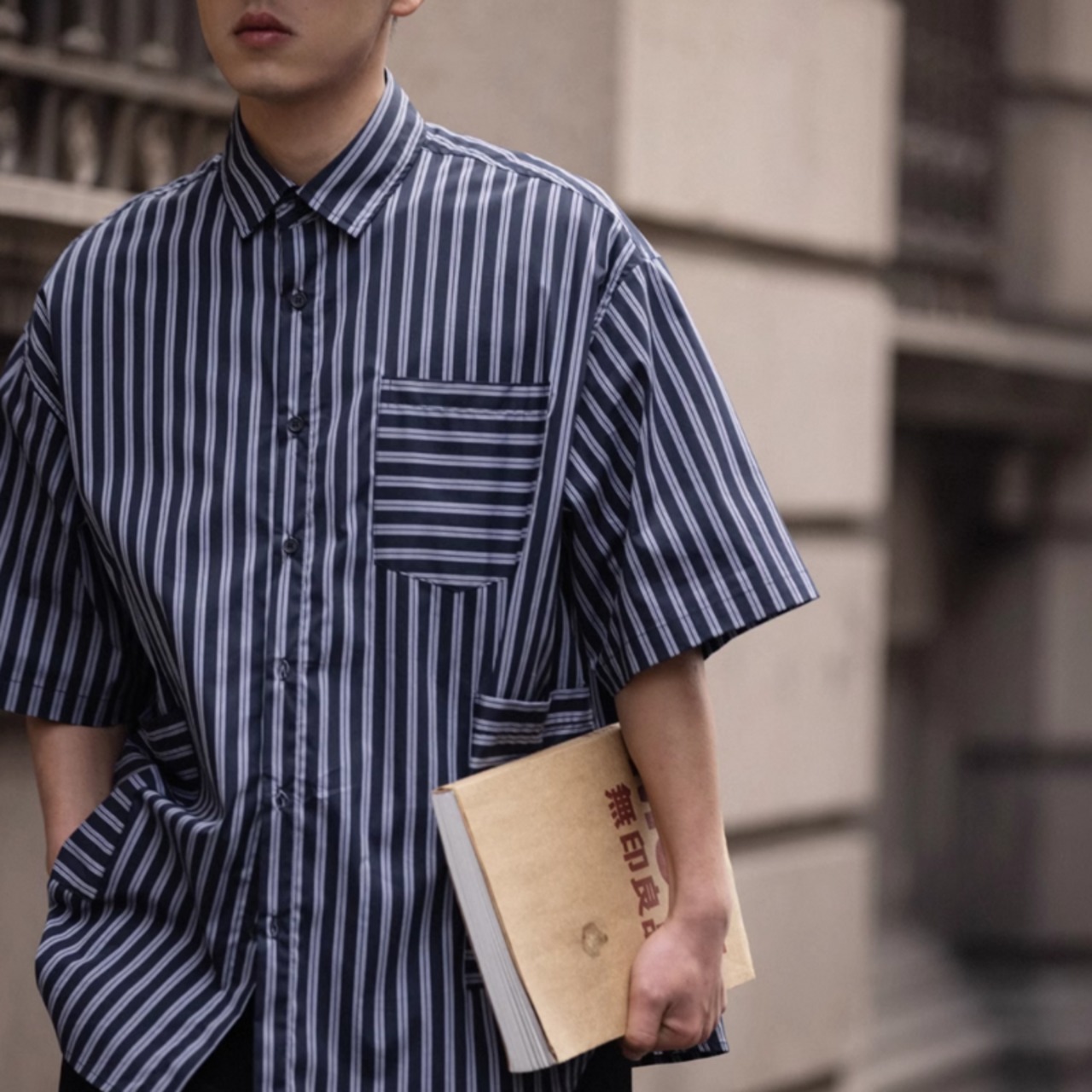 ストライプコラージュ半袖シャツ / 0720