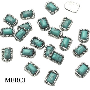 【2個】スクエアターコイズネイル/スタッド/パーツ/