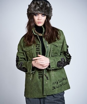 COOLA MADE パッチ&ペイントミリタリージャケット (KHAKI×BLACK) CQ-47052