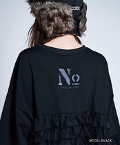 チュールフリルスイッチングルーズスウェット (BLACK) CQ-47018